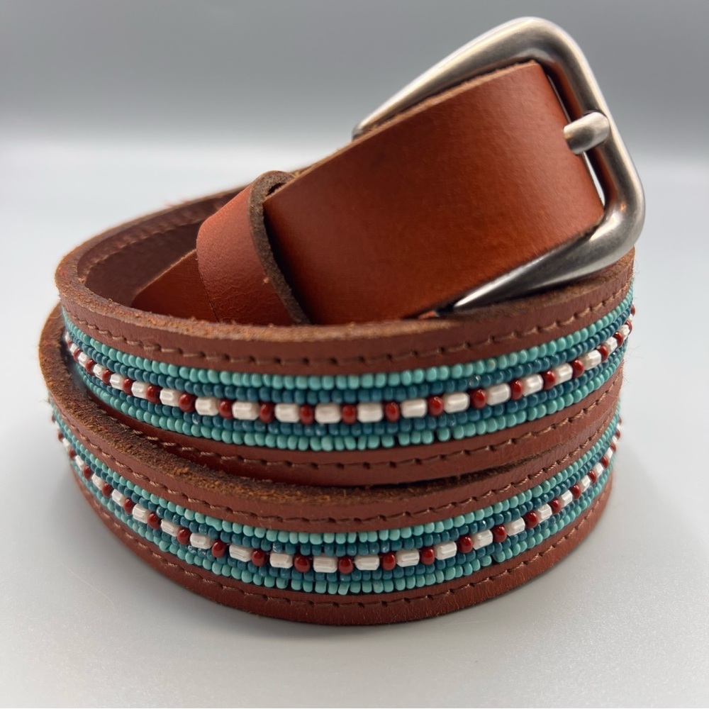 Lucky Brand Lucky Brand Women's Leather Belt with Turquoise color Beads Sz small